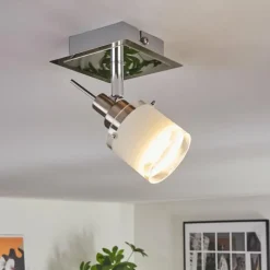 Maren Plafonnier, Spot de plafond LED Chrome, Nickel mat, 1 lumière