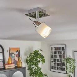 Maren Plafonnier, Spot de plafond LED Chrome, Nickel mat, 1 lumière