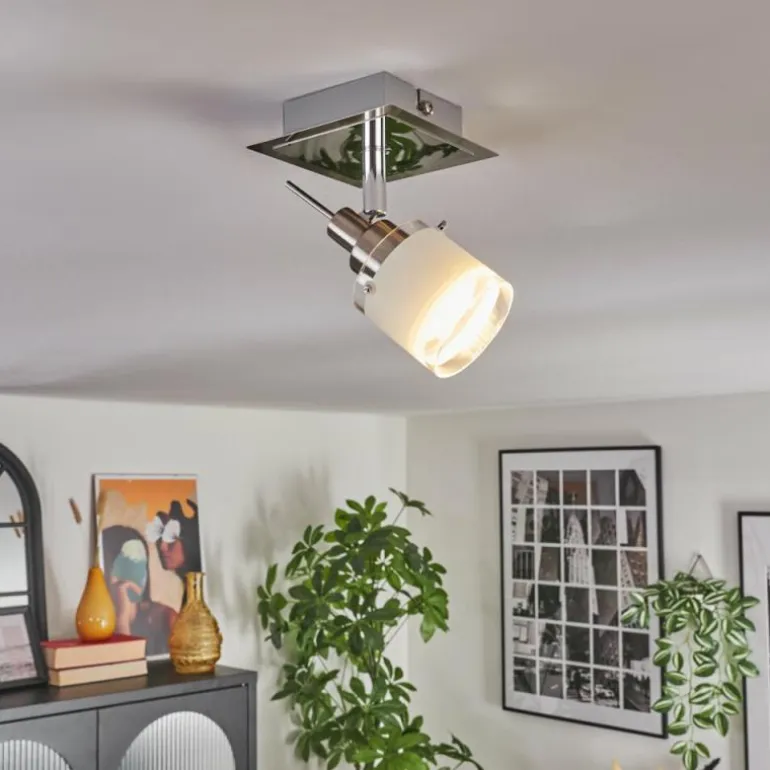 Maren Plafonnier, Spot de plafond LED Chrome, Nickel mat, 1 lumière