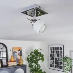 Maren Plafonnier, Spot de plafond LED Chrome, Nickel mat, 1 lumière