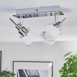 Maren Plafonnier, Spot de plafond LED Chrome, Nickel mat, 2 lumières