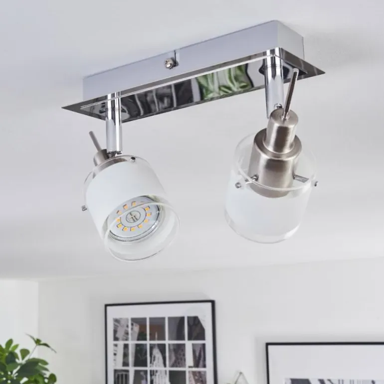 Maren Plafonnier, Spot de plafond LED Chrome, Nickel mat, 2 lumières