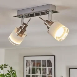 Maren Plafonnier, Spot de plafond LED Chrome, Nickel mat, 2 lumières