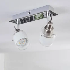 Maren Plafonnier, Spot de plafond LED Chrome, Nickel mat, 2 lumières