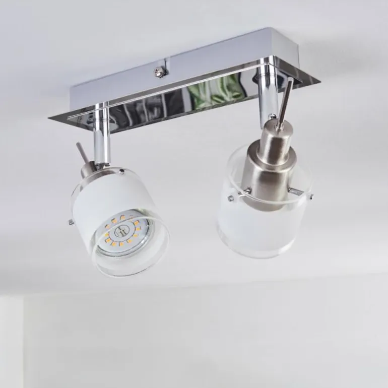 Maren Plafonnier, Spot de plafond LED Chrome, Nickel mat, 2 lumières