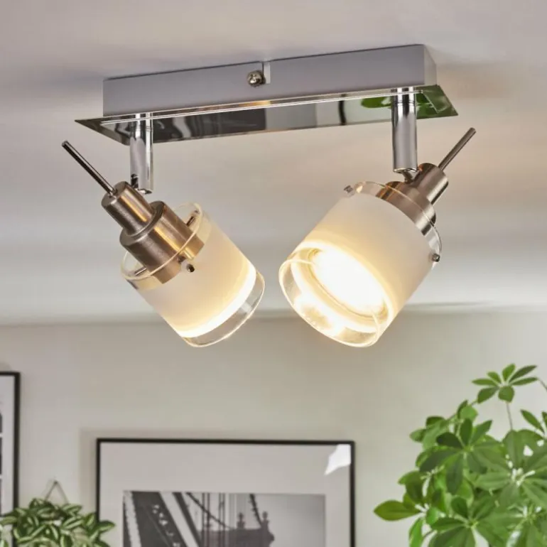 Maren Plafonnier, Spot de plafond LED Chrome, Nickel mat, 2 lumières