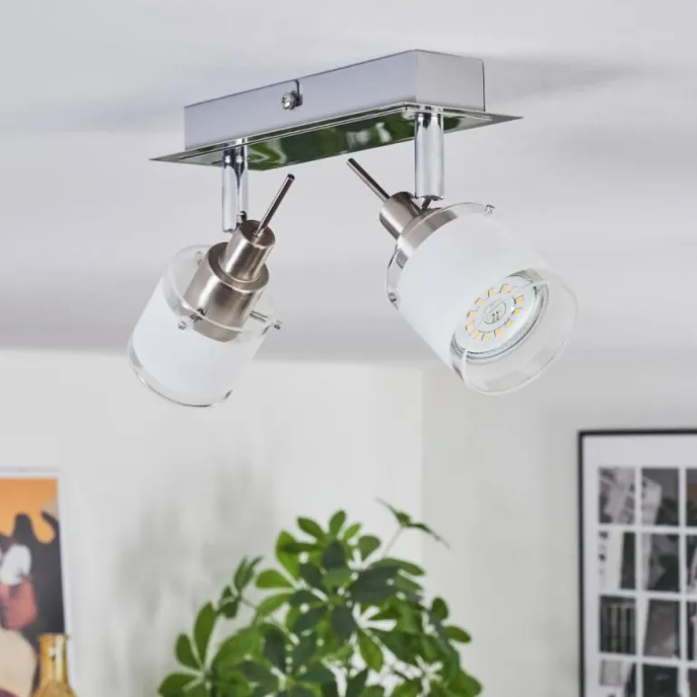 Maren Plafonnier, Spot de plafond LED Chrome, Nickel mat, 2 lumières