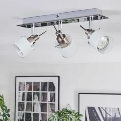 Maren Plafonnier, Spot de plafond LED Chrome, Nickel mat, 3 lumières