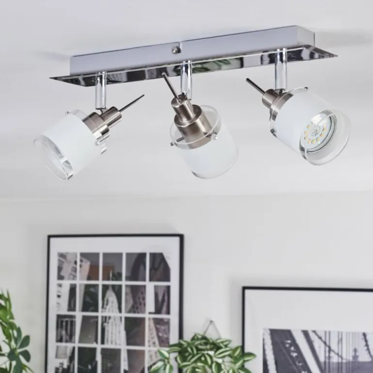 Maren Plafonnier, Spot de plafond LED Chrome, Nickel mat, 3 lumières