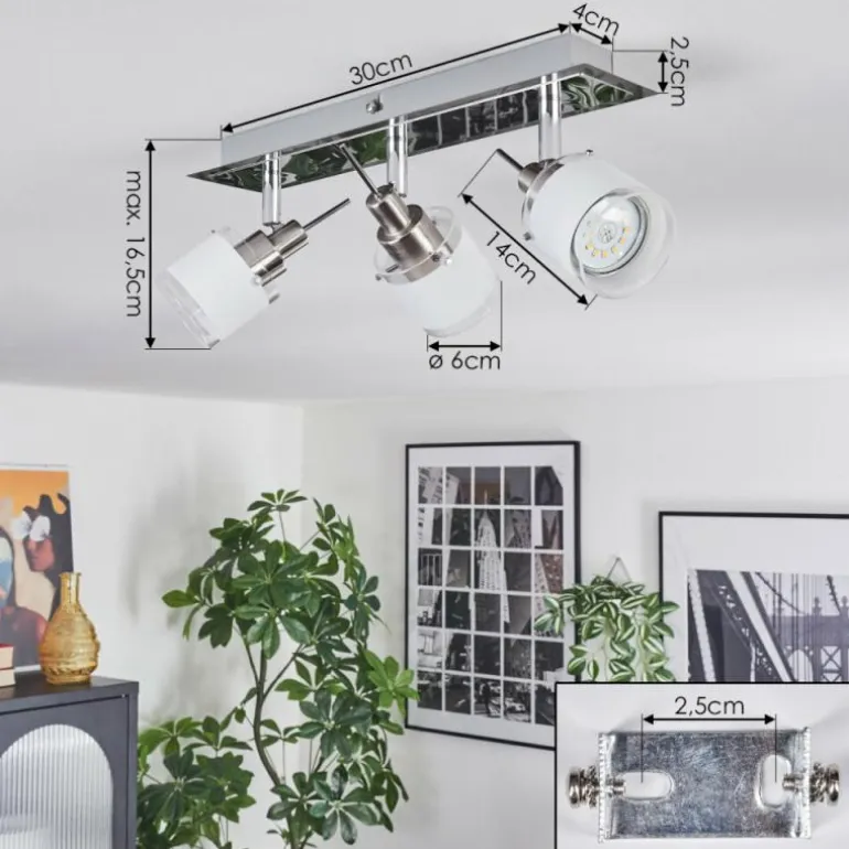 Maren Plafonnier, Spot de plafond LED Chrome, Nickel mat, 3 lumières