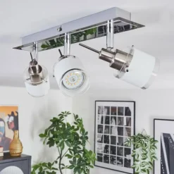 Maren Plafonnier, Spot de plafond LED Chrome, Nickel mat, 3 lumières