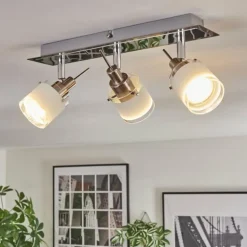 Maren Plafonnier, Spot de plafond LED Chrome, Nickel mat, 3 lumières