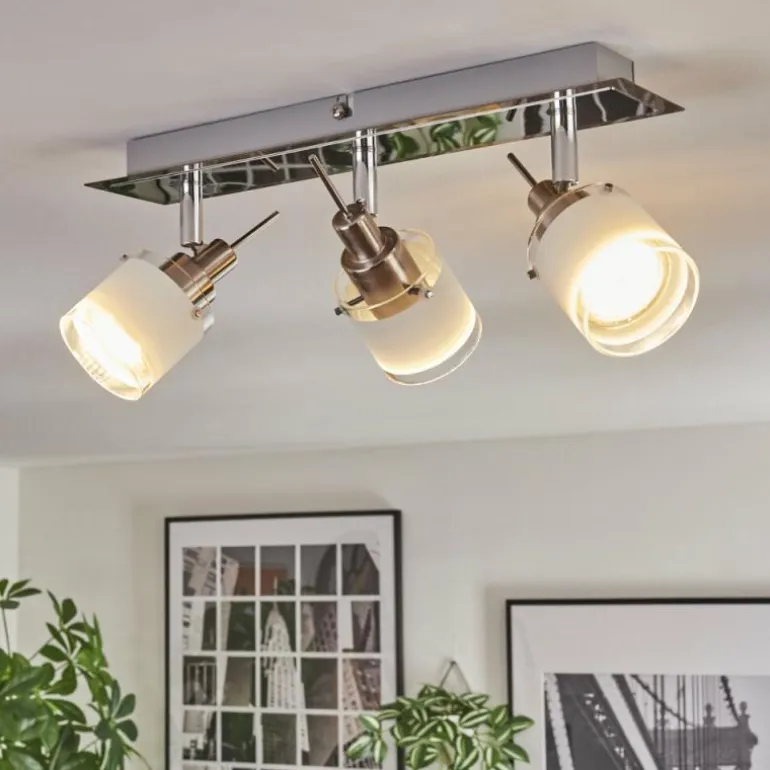 Maren Plafonnier, Spot de plafond LED Chrome, Nickel mat, 3 lumières
