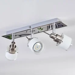Maren Plafonnier, Spot de plafond LED Chrome, Nickel mat, 3 lumières