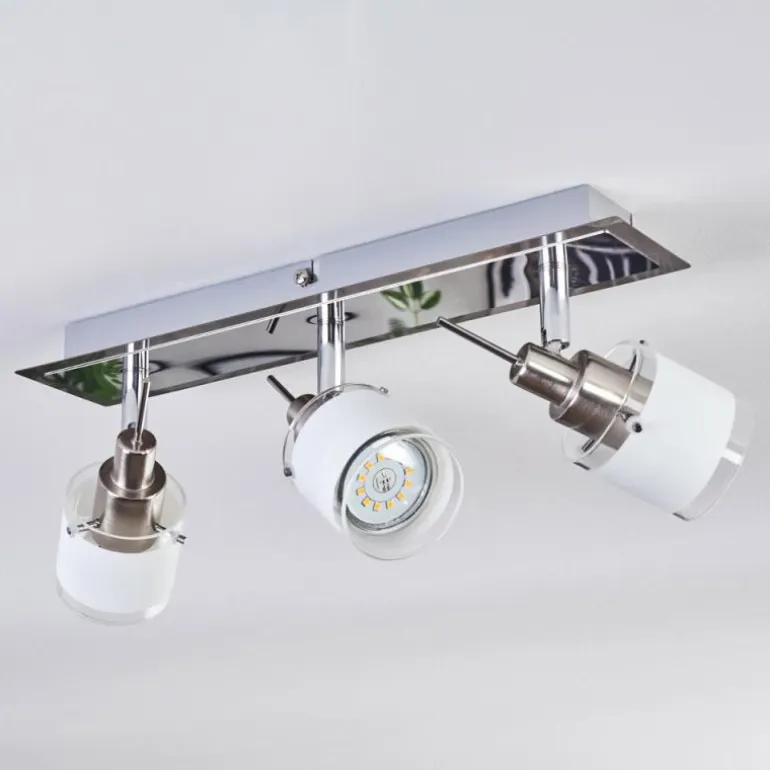 Maren Plafonnier, Spot de plafond LED Chrome, Nickel mat, 3 lumières