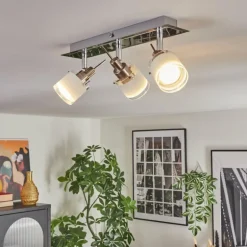 Maren Plafonnier, Spot de plafond LED Chrome, Nickel mat, 3 lumières