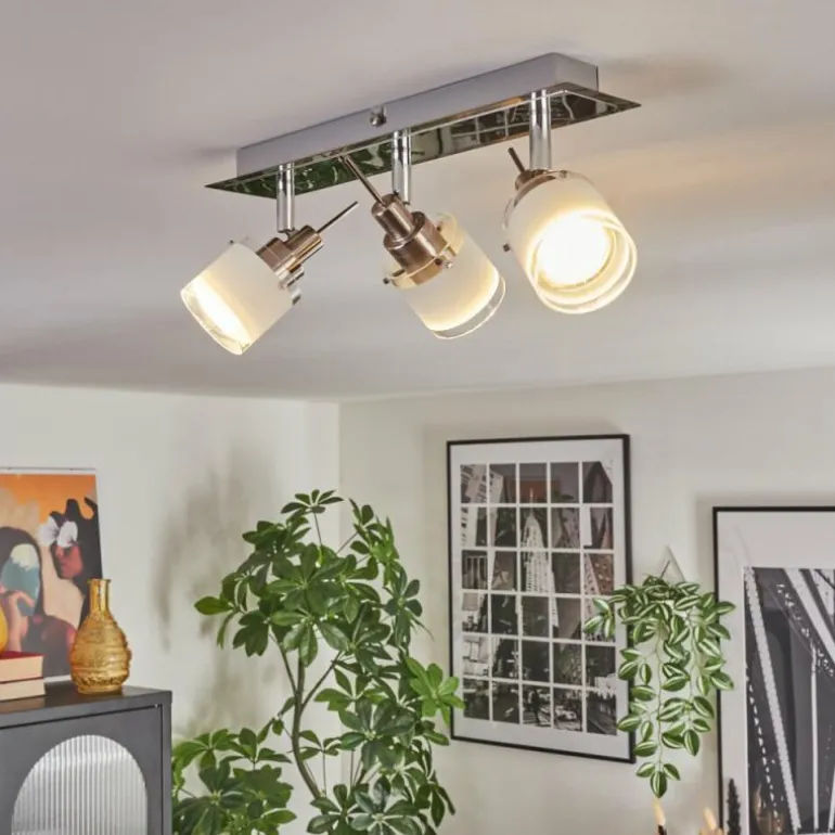 Maren Plafonnier, Spot de plafond LED Chrome, Nickel mat, 3 lumières