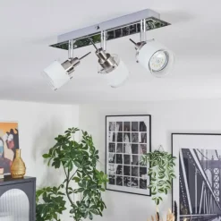 Maren Plafonnier, Spot de plafond LED Chrome, Nickel mat, 3 lumières