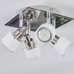 Maren Plafonnier, Spot de plafond LED Chrome, Nickel mat, 4 lumières