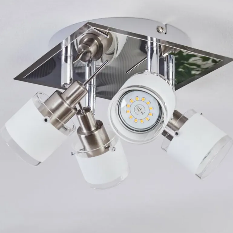 Maren Plafonnier, Spot de plafond LED Chrome, Nickel mat, 4 lumières