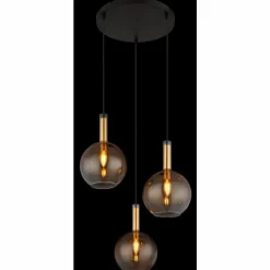 Marinella Suspension Luminaires Globo Lighting Noir, 3 lumières