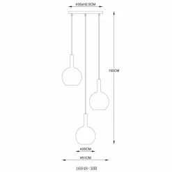 Marinella Suspension Luminaires Globo Lighting Noir, 3 lumières