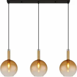 Marinella Suspension Luminaires Globo Lighting Noir, 3 lumières