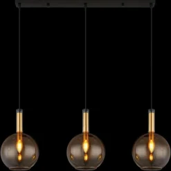Marinella Suspension Luminaires Globo Lighting Noir, 3 lumières