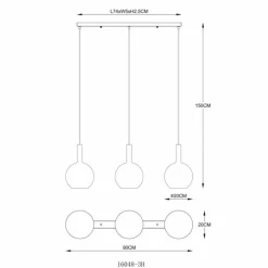Marinella Suspension Luminaires Globo Lighting Noir, 3 lumières