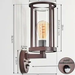 Martinha Lampe murale d´extérieur Rouille, 1 lumière, Détecteur de mouvement