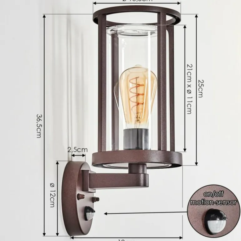 Martinha Lampe murale d´extérieur Rouille, 1 lumière, Détecteur de mouvement