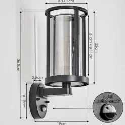 Martinha Lampe murale d´extérieur Noir, 1 lumière, Détecteur de mouvement