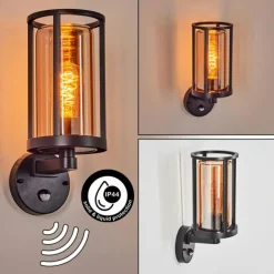 Martinha Lampe murale d´extérieur Noir, 1 lumière, Détecteur de mouvement