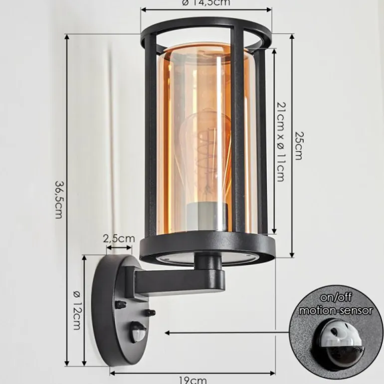 Martinha Lampe murale d´extérieur Noir, 1 lumière, Détecteur de mouvement