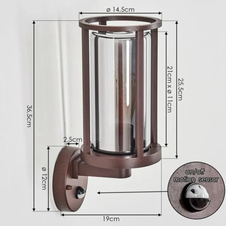 Martinha Lampe murale d´extérieur Rouille, 1 lumière, Détecteur de mouvement