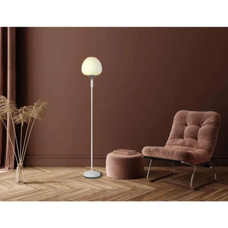 Maxy Lampadaire Luminaires Globo Lighting Chrome, Blanc, 1 lumière
