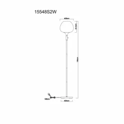 Maxy Lampadaire Luminaires Globo Lighting Chrome, Blanc, 1 lumière