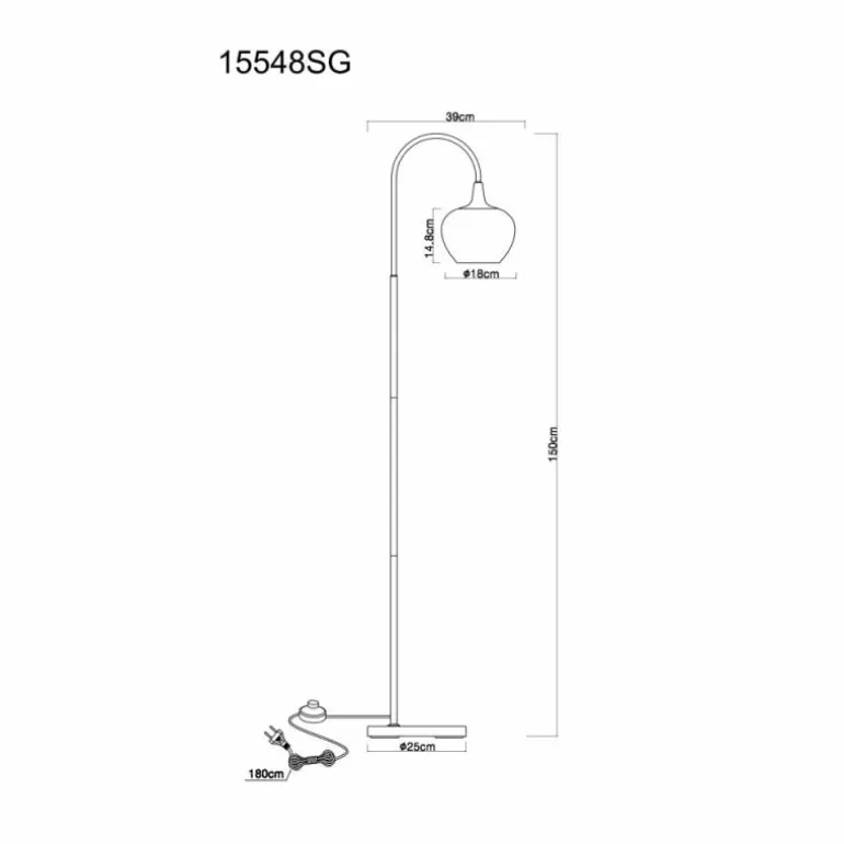 Maxy Lampadaire Luminaires Globo Lighting Chrome, Noir, 1 lumière