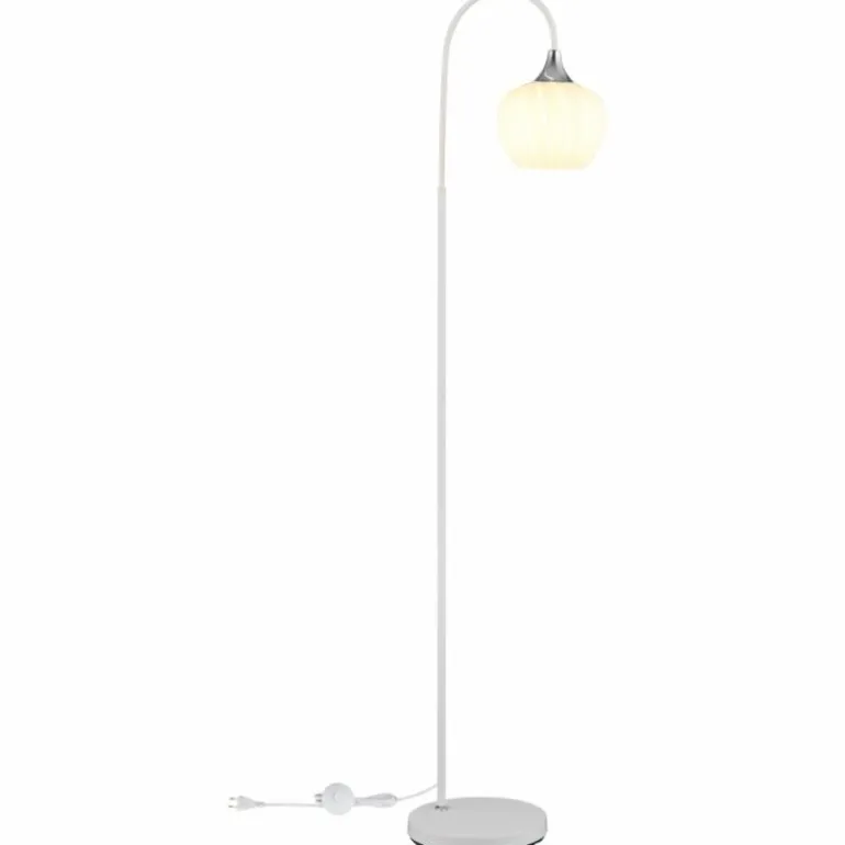 Maxy Lampadaire Luminaires Globo Lighting Chrome, Blanc, 1 lumière