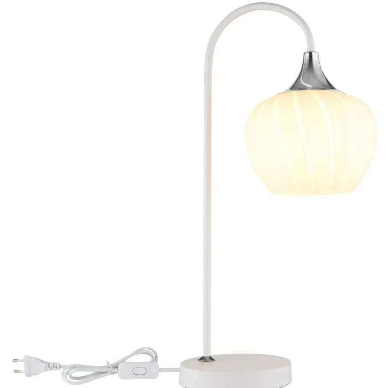 Maxy Lampe à poser Luminaires Globo Lighting Chrome, Blanc, 1 lumière