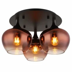 Maxy Plafonnier Luminaires Globo Lighting Chrome, Noir, 3 lumières