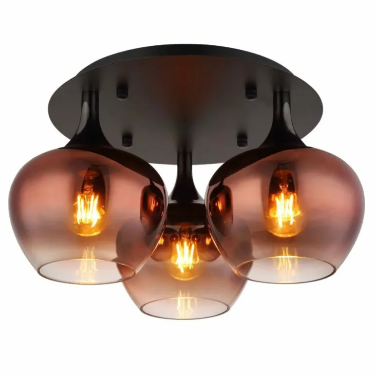 Maxy Plafonnier Luminaires Globo Lighting Chrome, Noir, 3 lumières
