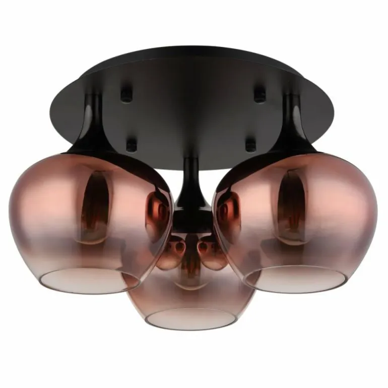 Maxy Plafonnier Luminaires Globo Lighting Chrome, Noir, 3 lumières