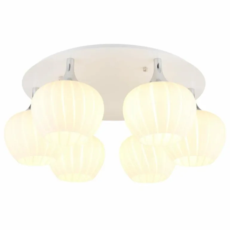 Maxy Plafonnier Luminaires Globo Lighting Chrome, Blanc, 6 lumières