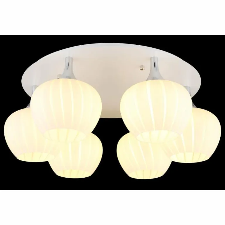 Maxy Plafonnier Luminaires Globo Lighting Chrome, Blanc, 6 lumières