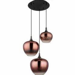 Maxy Suspension Luminaires Globo Lighting Chrome, Noir, 3 lumières