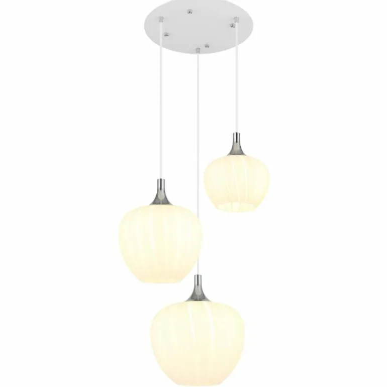 Maxy Suspension Luminaires Globo Lighting Chrome, Blanc, 3 lumières