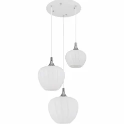 Maxy Suspension Luminaires Globo Lighting Chrome, Blanc, 3 lumières