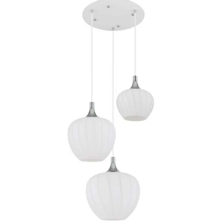Maxy Suspension Luminaires Globo Lighting Chrome, Blanc, 3 lumières