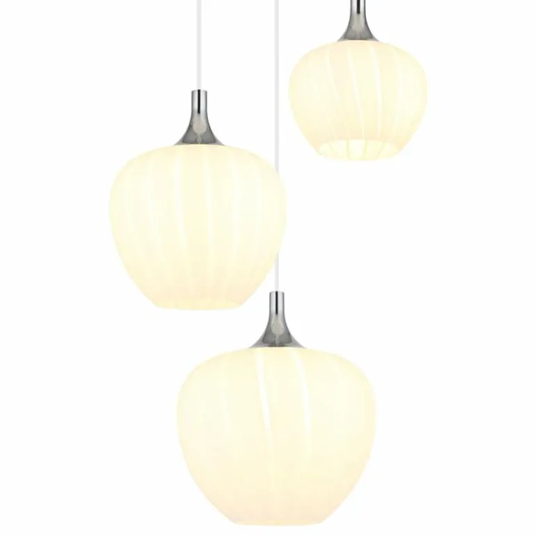 Maxy Suspension Luminaires Globo Lighting Chrome, Blanc, 3 lumières